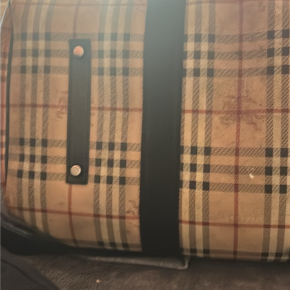 Burberry Checkered Duffel Bag in Tan and Black